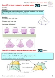 Le prisme et la pyramide: leçon et exercices 6ème