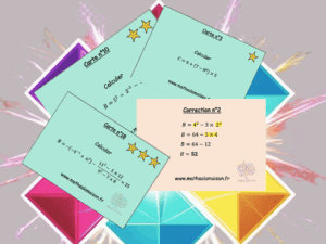 cartes autocorrectives pour apprendre à calculer avec des puissances et des priorités