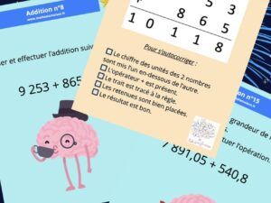 cartes autocorrectives pour apprendre à poser des additions et à trouver un ordre de grandeur.