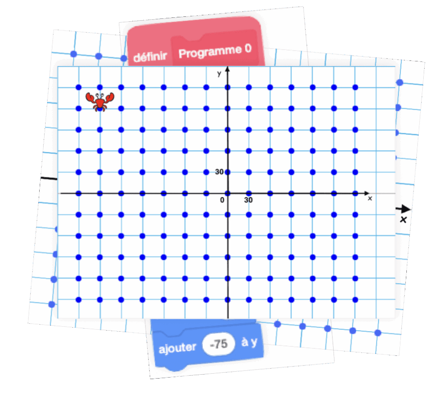 jeu de cartes scratch pour se déplacer dans un repère - cycle 3 et 4