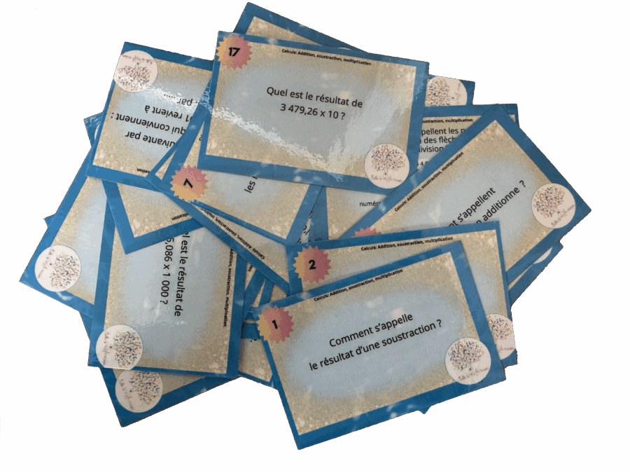 Flash cards 6è additions, soustractions, multiplications et divisions
