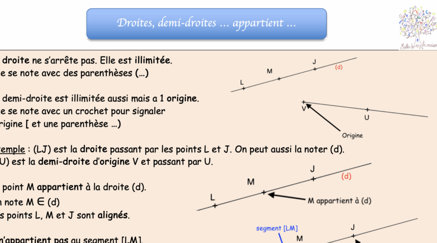 Fiche Tracer, noter une droite, demi-droite et "appartient"