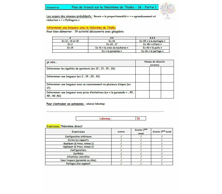 3è - Thalès sens direct: Plan de travail