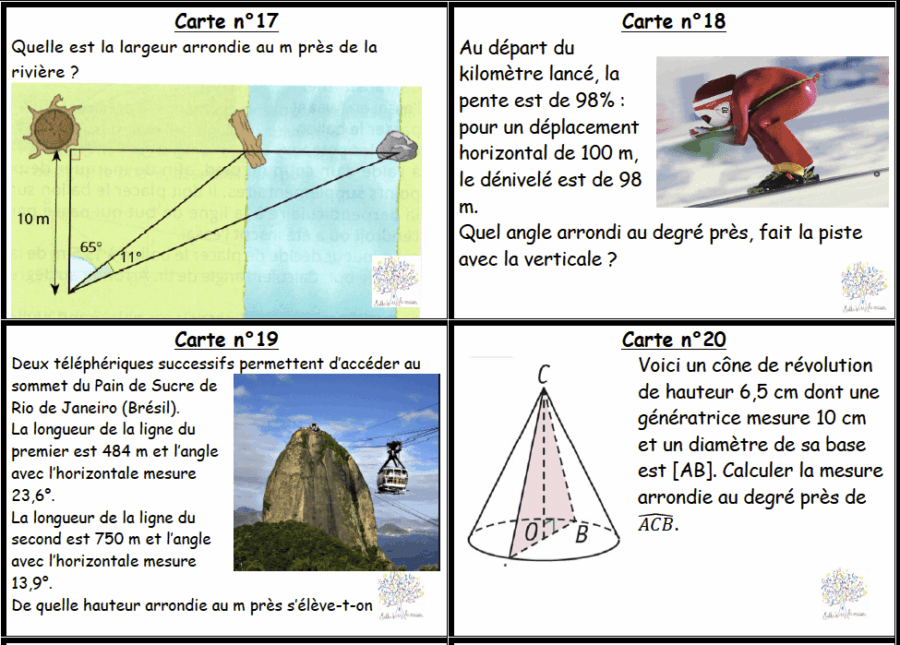 jeu de cartes - Jeu de l'oie - Cosinus d'un angle