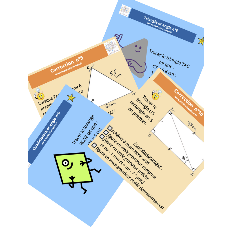 Flash cards Construire des triangles et quadrilatères avec angles
