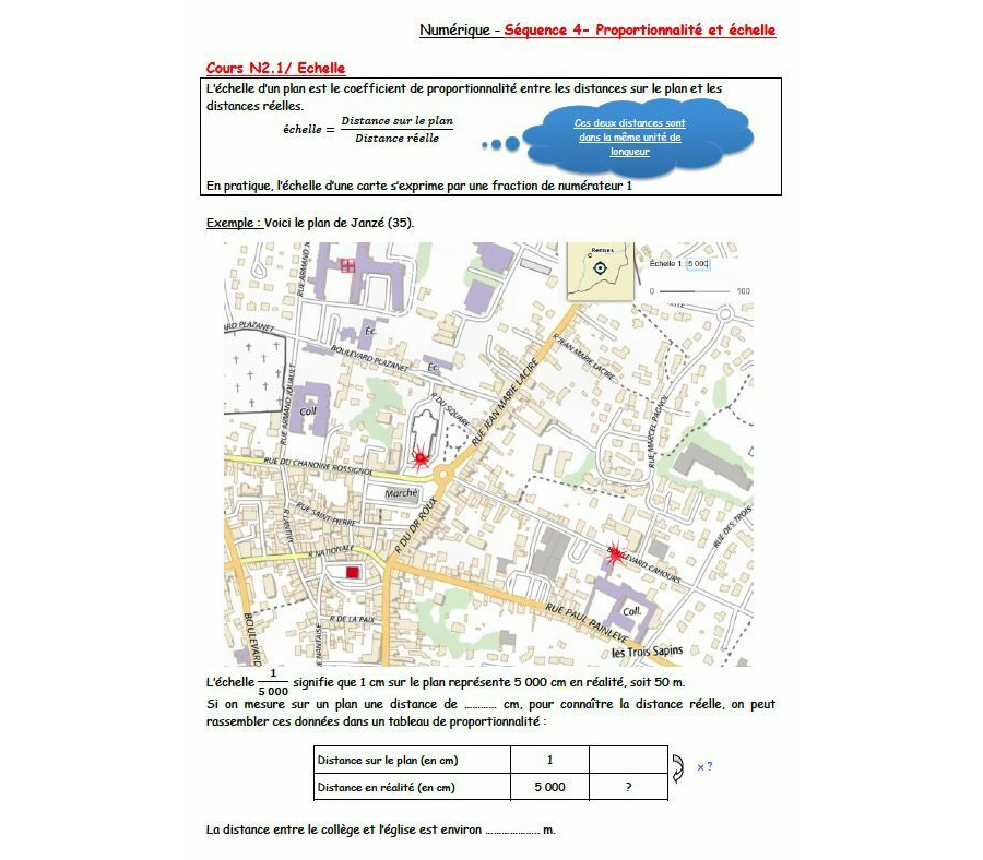 4è - Proportionnalite pourcentage echelle: cours