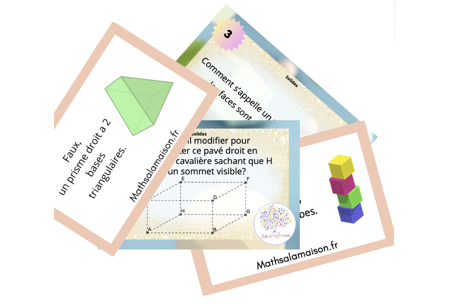 Flash cards Les prismes droits