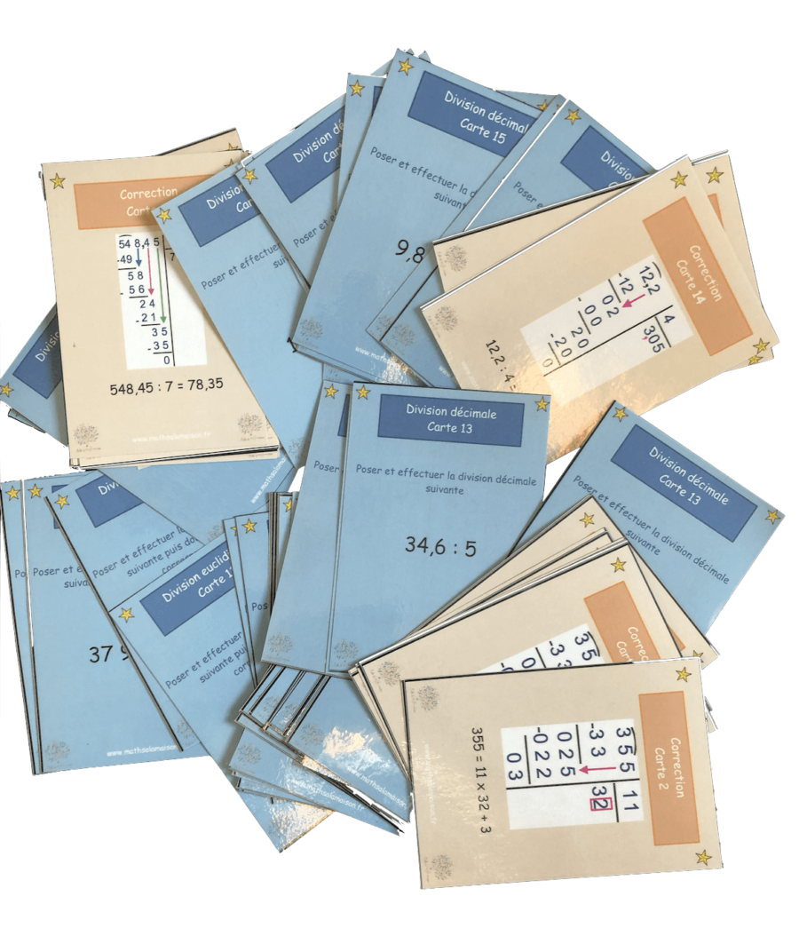 cartes autocorrectives - Divisions euclidiennes et décimales