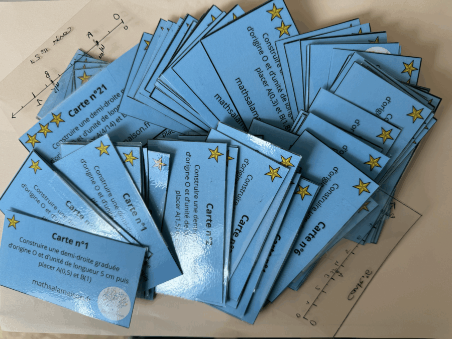 cartes autocorrectives - tracer des demi-droites graduées