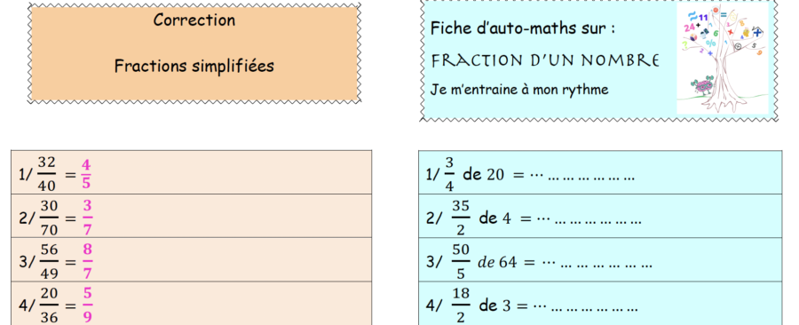 6e automatisme: Fractions simplifiées et quotient d