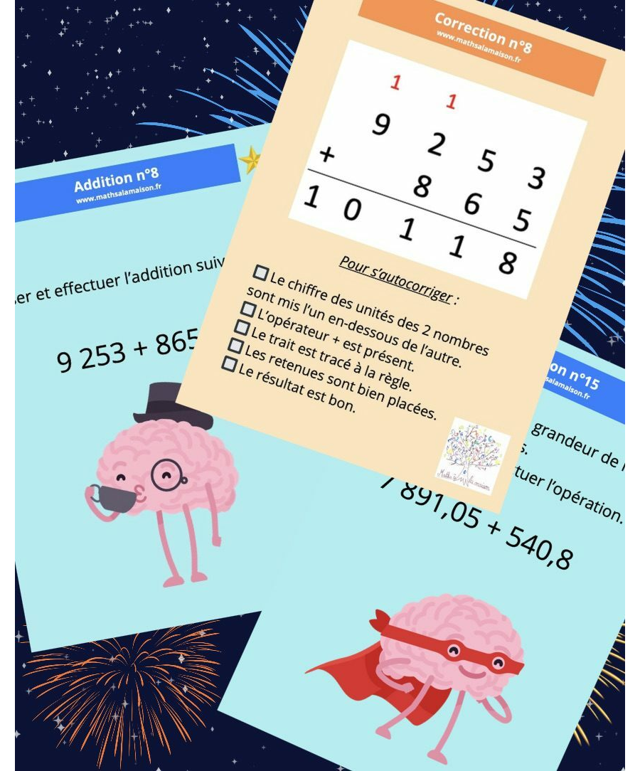 Cartes: poser des additions - ordre de grandeur