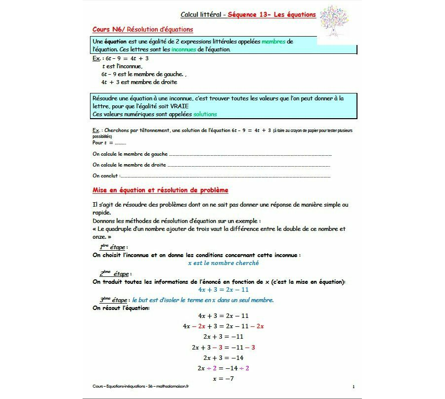 4è - Equation: cours