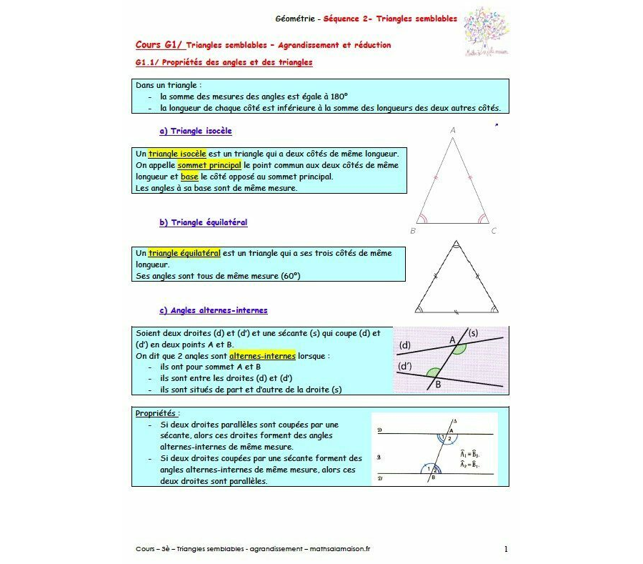 3è - Triangles semblables: cours