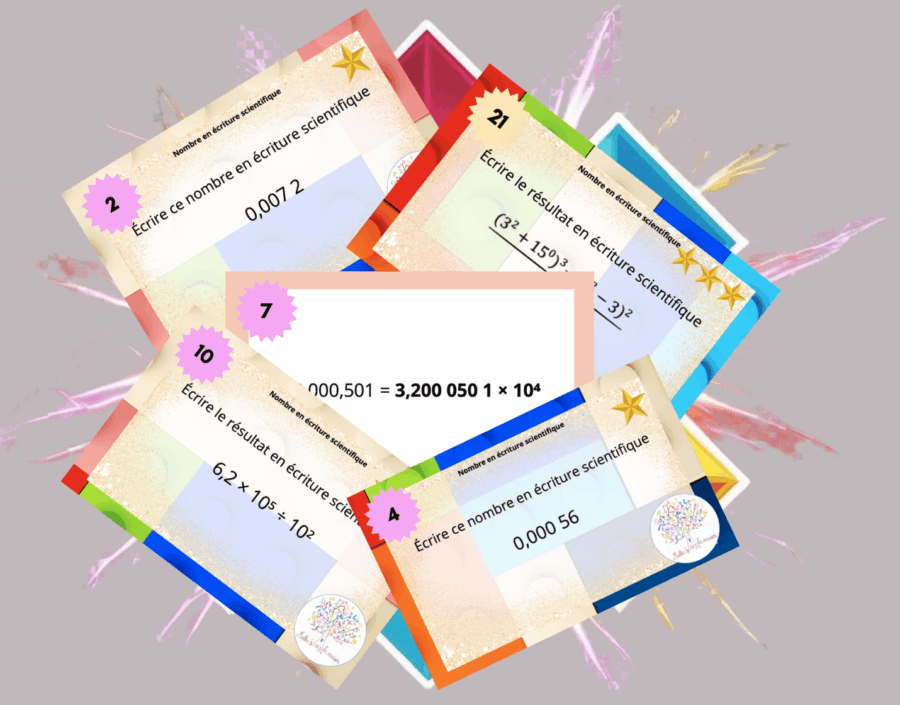 jeu de cartes écritures scientifiques