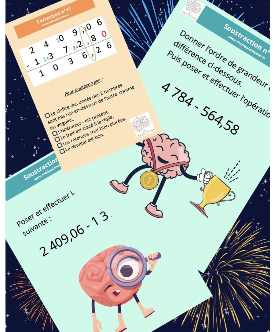 Cartes: poser des soustractions - ordre de grandeur