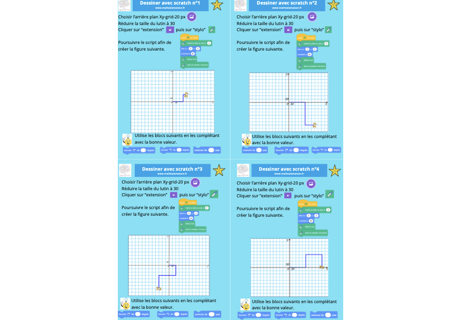 jeu de cartes autocorrectives - scratch apprendre à se déplacer