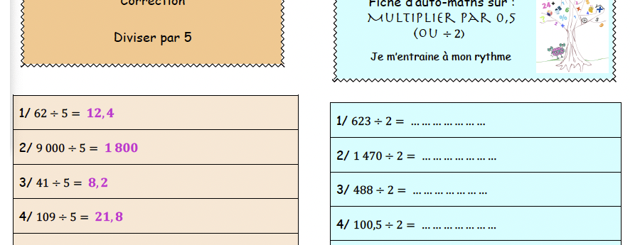 6e automatisme: Multiplier par 0.5 et diviser par 5