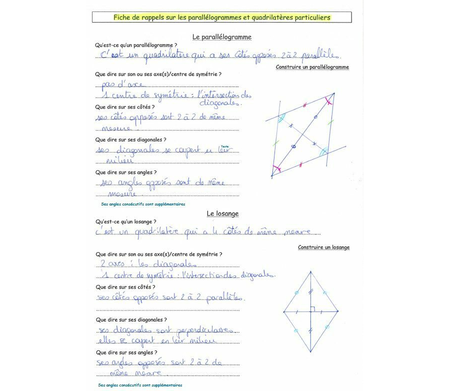 4è - Parallelogrammes: cours