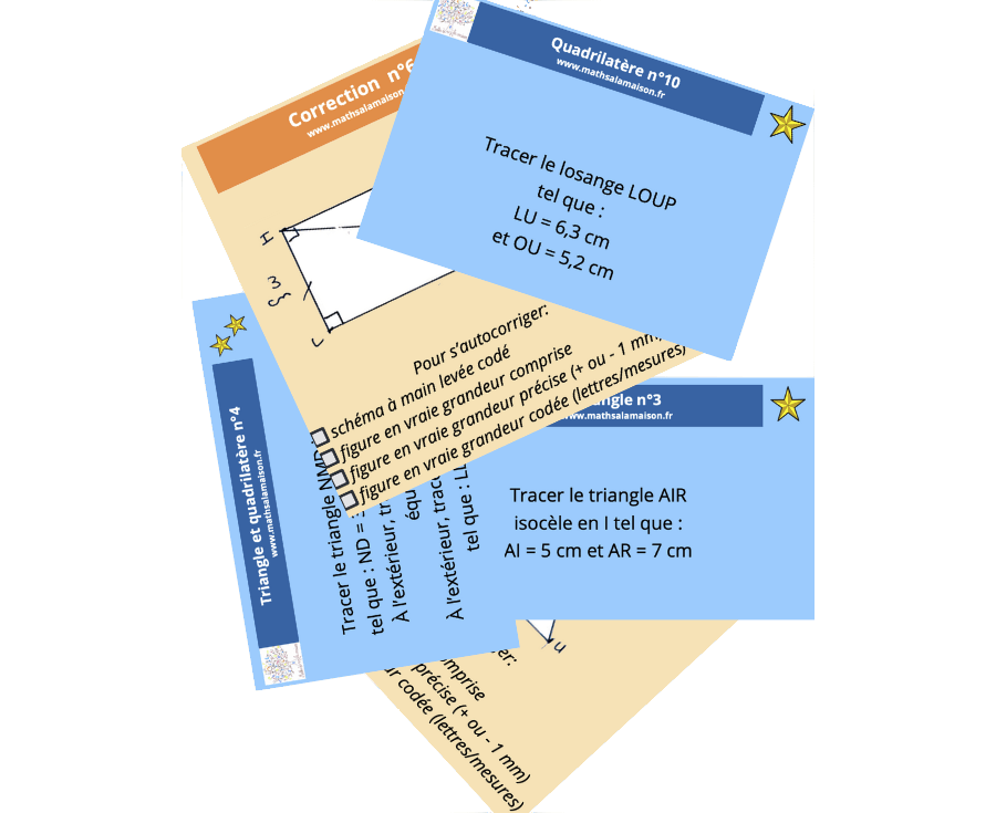 Cartes constructions de triangles et quadrilatères